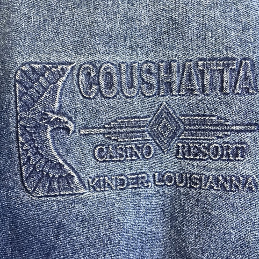 Vintage 80s Denim Jean Jacket Coushatta Casino Truckers Embossed XL Louisiana